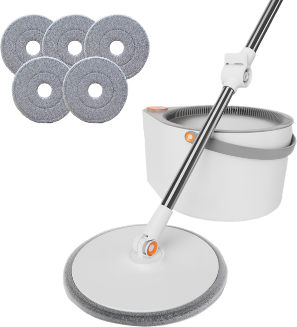 joybos 자동 탈수 회전 밀대+탈수통+극세사 걸레 패드 5개, 1세트