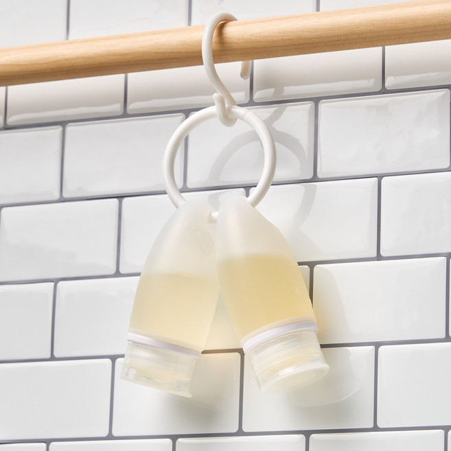 도이코 이지보틀미니 60ml 고리형 실리콘 여행용 공병 세트 샴푸 소분통, 2개, 화이트