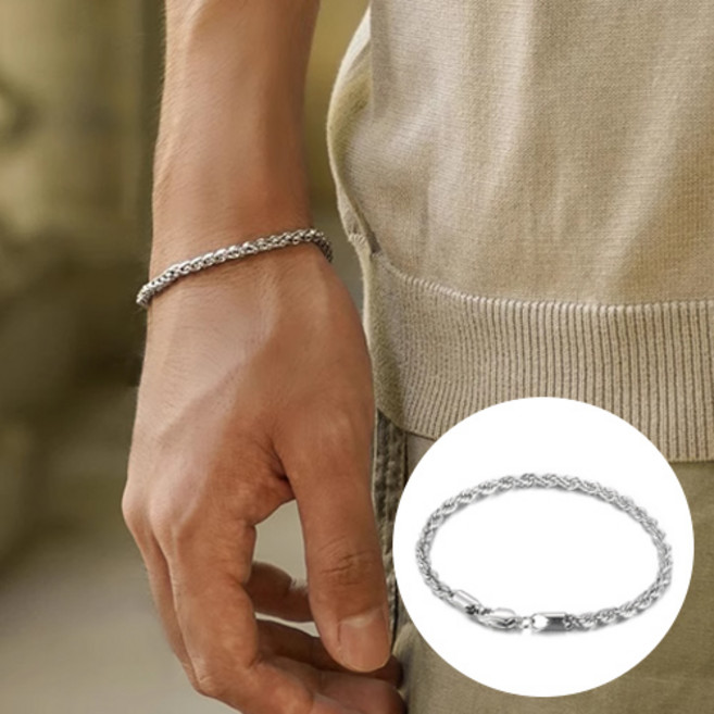 남성 빈티지 실버 써지컬 레이어드 슬림 체인 팔찌 A1521