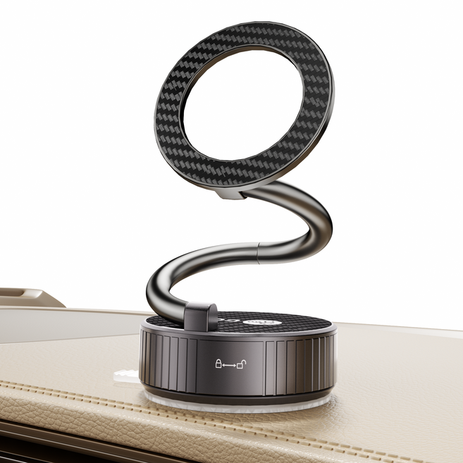 AITEWO 맥세이프 차량용 거치대 핸드폰 거치대 진공흡착식 초강력 자석 360도 회전 접이식, 블랙, 1개