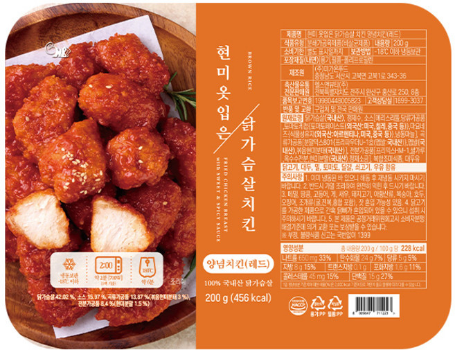 헬스앤뷰티 현미 옷입은 닭가슴살 양념치킨레드, 1개, 200g