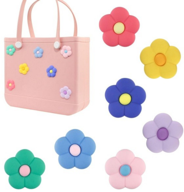 Bogg 가방 액세서리에 대 한 6Pcs 꽃 매력 다채로운 완벽 해변 토트 장식에 적합