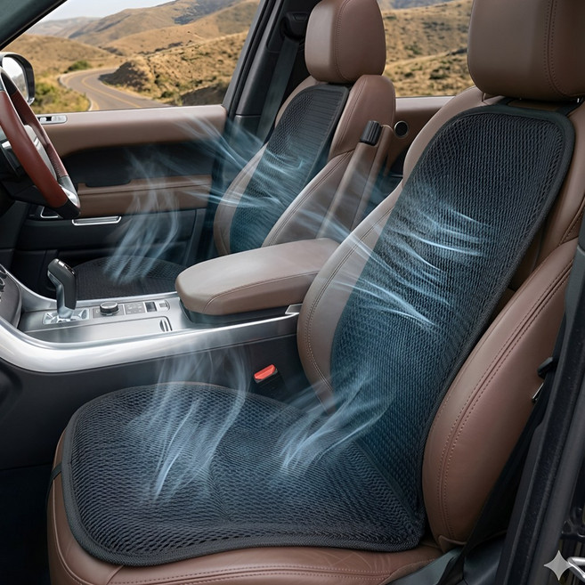 더쎈 매쉬 차량용 통풍시트 여름 자동차 쿨링시트커버 바람 쿨썸 방석 전차종, 앞좌석, 1개, 블랙