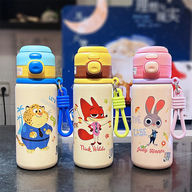 주디 홉스 닉 와일드 클로하우저 텀블러 귀여운 휴대용 빨대 컵 JL-1688-100123-9835704, 1개, 500ml, 핑크 주디