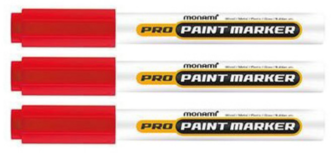 [티이디몰 2+1] 모나미 프로 페인트 마카 2mm 3EA, 3개, 빨강