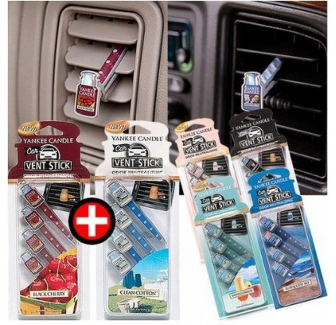 양키캔들 벤트스틱 차량용 방향제 블루, 2개, 클린코튼