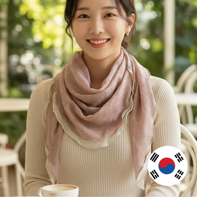 보라월드 국내산 부드러운 삼각 무지 스카프