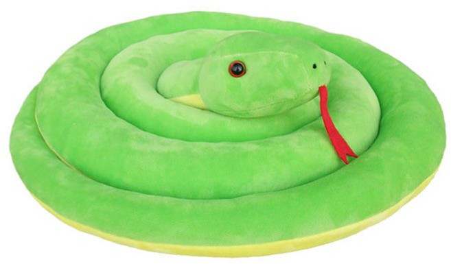 可愛毛絨蛇玩偶 兒童生日禮物, 1個, 綠色拉開總長120cm
