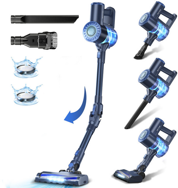 2025년형 프리티케어 무선 청소기 핸디 청소기 W400 하얀색, Blue