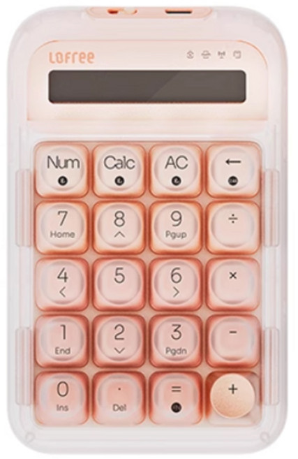 로프리 기계식 계산기 LOFREE 닷 파운데이션 투명 귀여운 휴대용 충전식 계산기, 1개