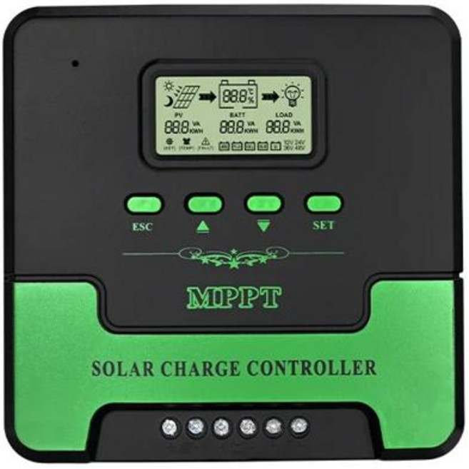 MPPT 태양열 충전 컨트롤러 12V 24V 자동 WiFi 태양 전지 패널 레귤레이터 60A 50A 40A 30A 20A 10A 듀얼 USB LCD 디스플레이, Green Black, 12V 24V Auto, 40A Wifi MPPT, 1개