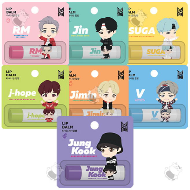 타이니탄 BTS OT7 방탄소년단 립밤 7종 풀세트 RM JIN Suga J-Hope jimin v Jung kook TinyTan lip 아미 선물로 딱 데일리 굿즈템, 35g, 1개, 7종혼합