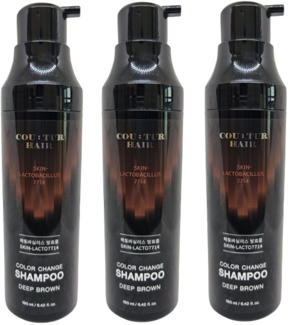 꾸띄르헤어 스킨락토7714 염색샴푸 시즌 4 진갈색, 3개, 190ml