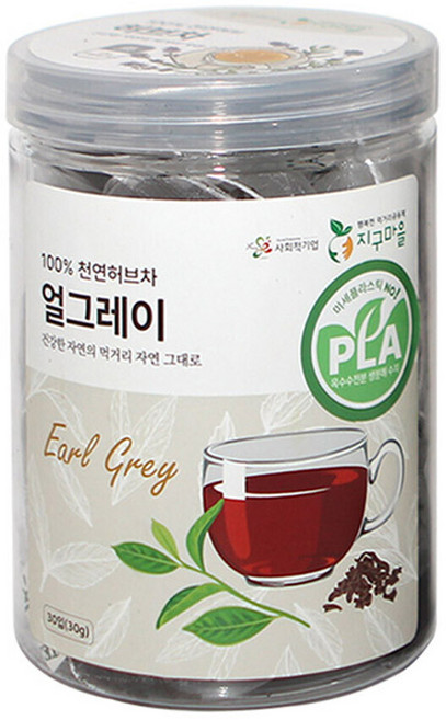 지구마을 얼그레이 옥수수전분 생분해필터 PLA 삼각티백 허브티백차, 1g, 1개, 30개입