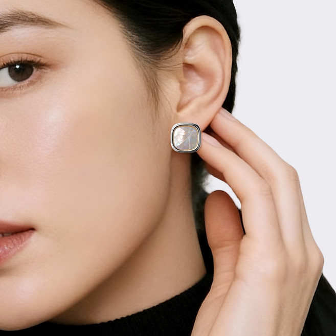 여성용 실버925 진주 자개 원석 알러지방지 귀걸이 이어링