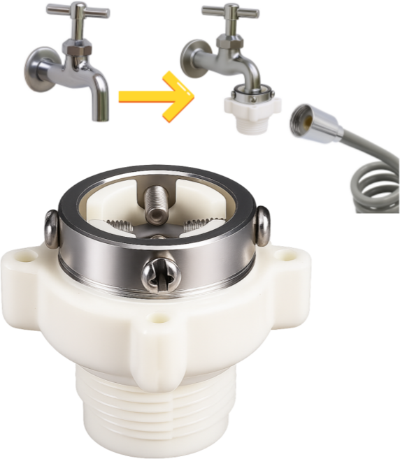 프라니 민자 수도 꼭지 호스 연결 나사형 변환 커넥터, 1개