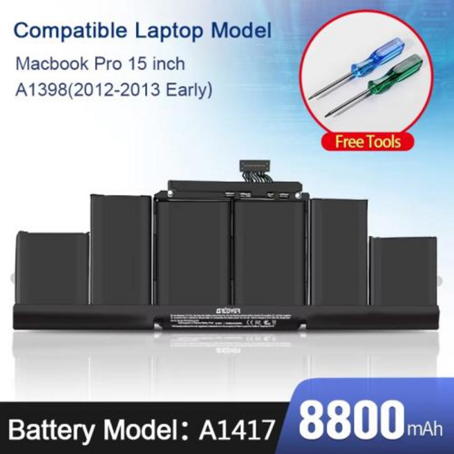 SKOWER A1618 A1417 애플 맥북 프로 15인치 A1398 교체용 A1494 노트북 배터리, A1398Mid2012-2013, 1개