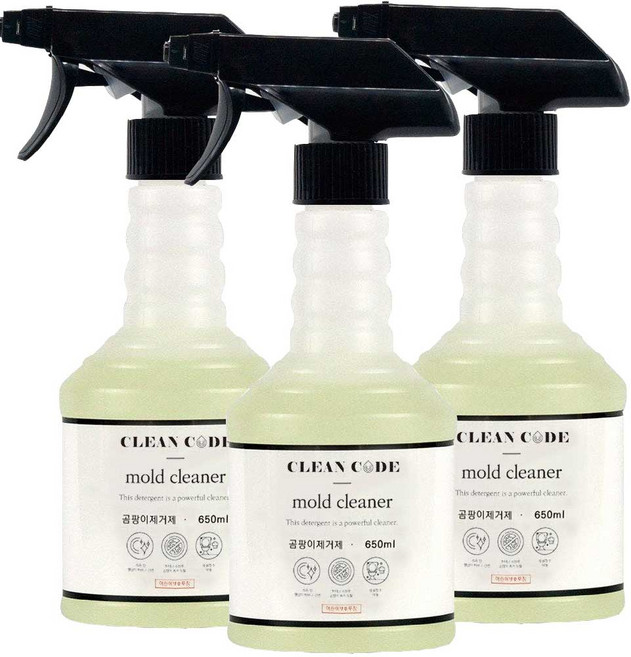 클린코드 초강력 곰팡이제거제 벽 벽지 화장실 베란다 실리콘 창틀 욕실 결로, 3개, 650ml