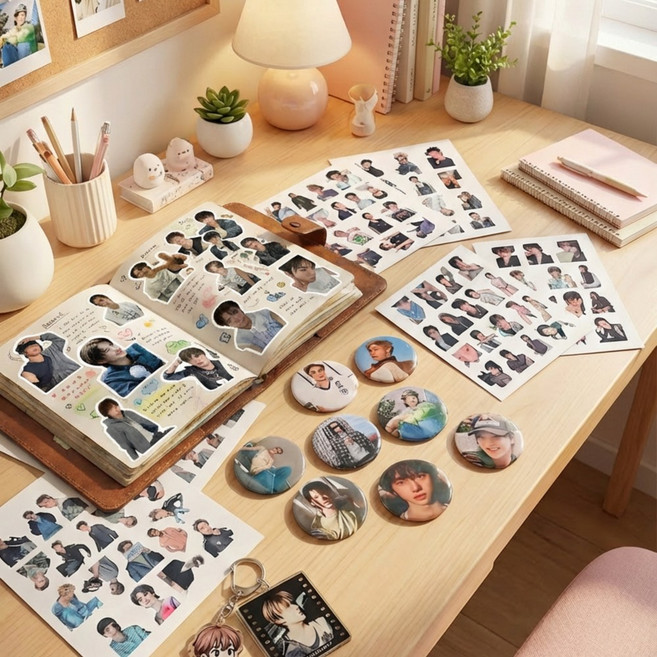 코르티스 멤버 전원 개별 스티커 뱃지 키링 굿즈 다꾸 폰꾸 남자아이돌 선물, multi, full