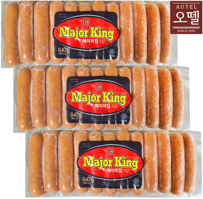 오뗄 메이저킹 체다치즈 소시지 840g, 3개