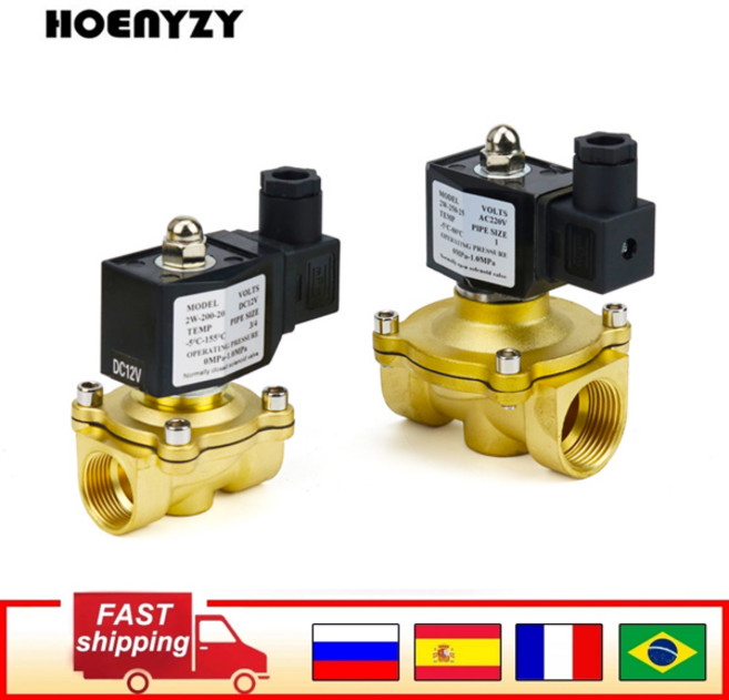 기본 닫기 황동 전기 솔레노이드 밸브 물 공기 오일 용 NBRFKM 씰 DN15 DN20 DN25 12V24V220V, 02 DN20_02 AC220V_02 FKM Seal