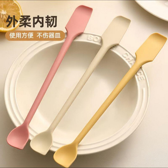 矽膠刮刀烘焙奶油調色多功能抹醬刀廚房迷你鏟醬, 1個, 今日特價：三塊五毛八搶 刮刀+硅勺+白色