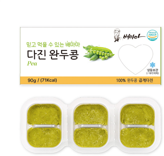 배마마 야채 큐브 곱게다진 28종 토핑 재료 채소 죽, 1개, 90g, 완두콩(곱게다진)