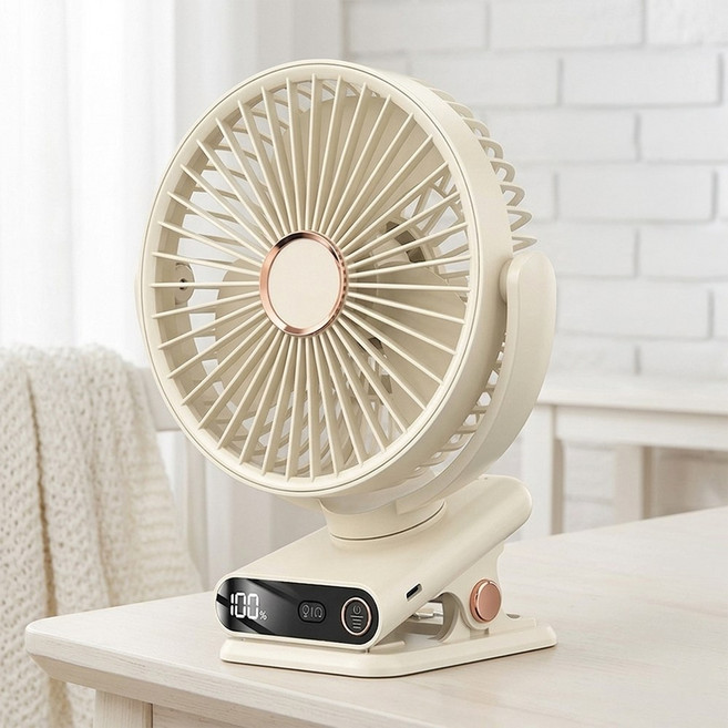 giilight 집게형 선풍기 무선 회전 무소음 클립 선풍기 탁상용 다기능 무드등 휴대용 선풍기, 화이트, F5