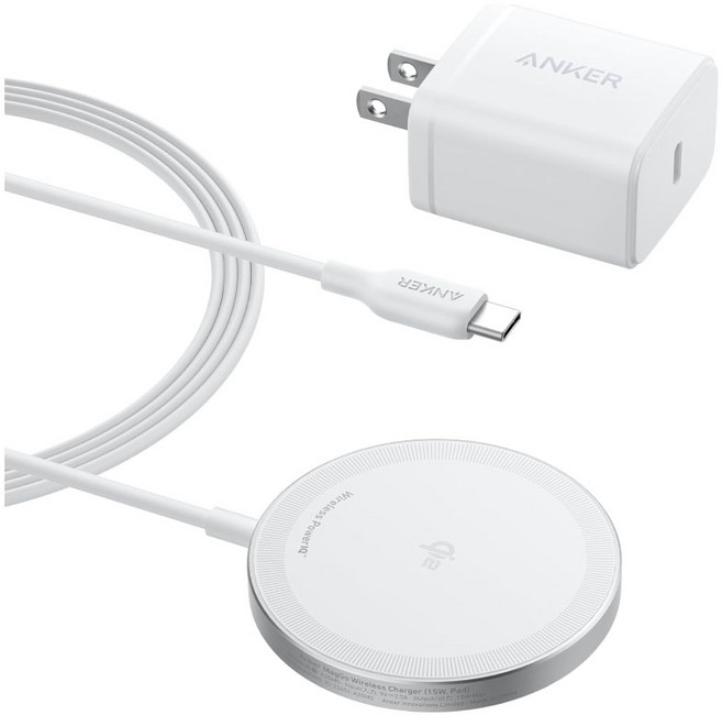 엔커 맥세이프 충전기 호환 MagGo 마그네틱 무선 충전기(패드) Qi2 15W iPhone 15/15 Plus/15 Pro /15 Pro Max/14/13/12 시리즈용, White, White, 1개, 화이트 A25M0