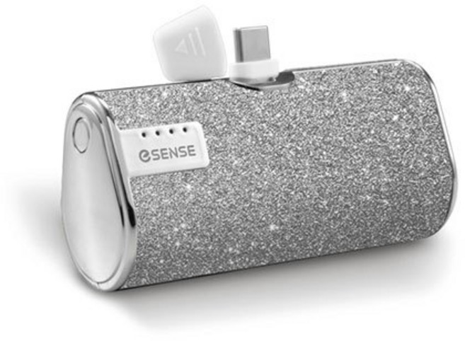 GSENSE 5000mAh 迷你行動電源 Type-C 95g 自帶支架, 水鑽銀, TypeC接口/37-ATC500