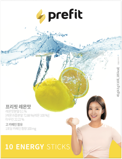 프리핏 이시영의 에너지워터 prefit 레몬맛, 1박스, 45g
