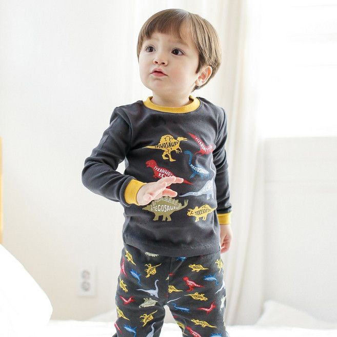 배냇베이비 다이노소 캐릭터 면 긴팔 실내복 유아 아기내복 남아 여아 아동 키즈 주니어