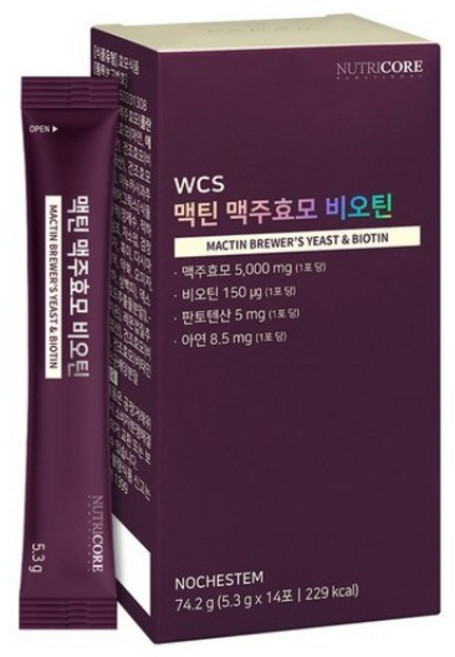 뉴트리코어 맥틴 맥주효모 비오틴, 74.2g, 2개