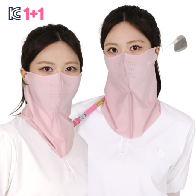패션포럼 자외선차단 쿨 스포츠 골프마스크 1+1, 1세트, 핑크+핑크