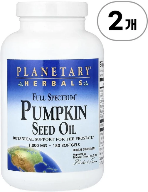 플래니터리 허벌 풀 스펙트럼 펌킨 씨드 오일 Planetary Herbals Full Spectrum™ Pumpkin Seed Oil 180정, 2개 - 쿠팡