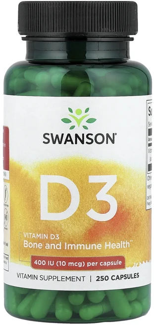 Swanson 비타민D3 400IU(10mcg) 캡슐 250정, Swanson비타민D3400IU10mcg캡슐250정, 1개 - 쿠팡