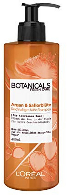 유럽 보태니컬 볼륨 파워 샴푸 무실리콘 설페이트 파라벤 가늘고 납작한 모발용 비건 천연 화장품 죽은 쐐기풀 1 x 400 ml 헤어케어, 아르간과 홍화꽃으로, 1개, 400ml