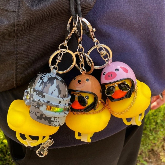 가방용 러버덕 오리 장식 고리형 악세사리 헬멧 인형, a91-수박-가방용