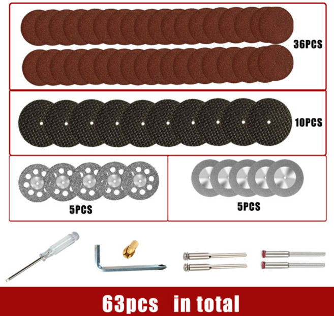 63/71pcs 미니 커팅 디스크 키트 HSS 원형 톱 블레이드 다이아몬드 유리 섬유 수지 Dremel 로타리 도구 용 휠 절단, [01] 63pcs