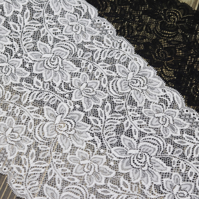 랏셀플라워 특 대 2색 25cm x 90cm 랏셀 늘어나는 레이스 스판, 블랙, 1개