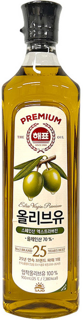해표 압착 올리브유, 900ml, 1개