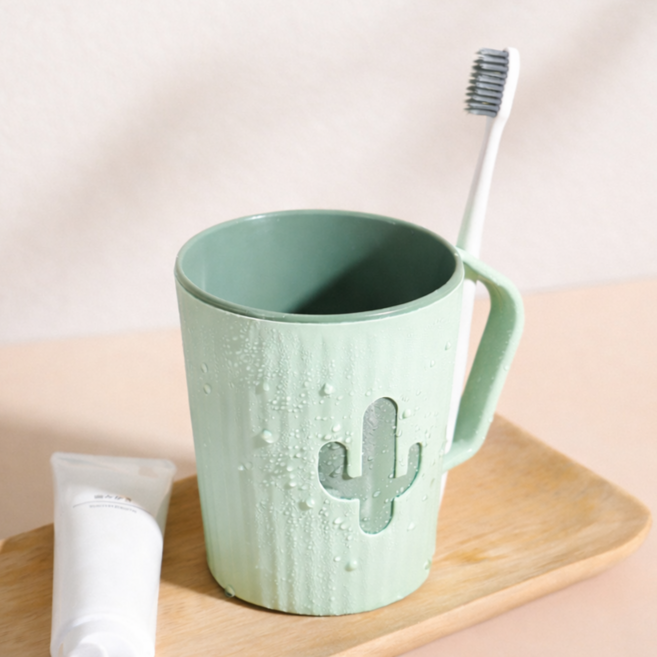 에스미코 물빠짐 거꾸로 양치컵 칫솔꽂이, 1개, 세이지그린