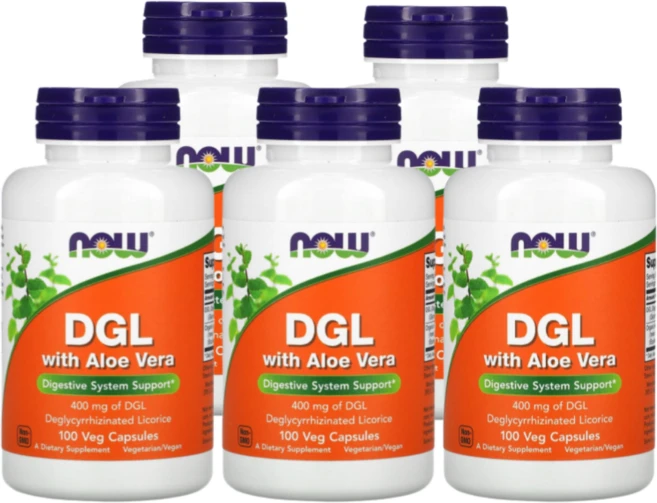 NOWFOODs 나우푸드 DGL 감초 뿌리 알로에베라 함유 400mg veggie caps, 100정, 5개 - 쿠팡