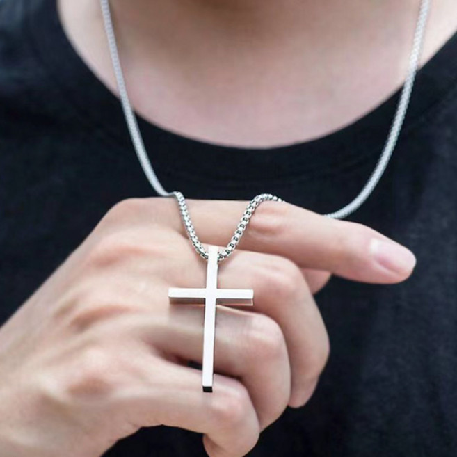 십자가 체인목걸이 메탈 남녀공용 패션