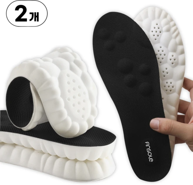 깔창 남자 여성 족저근 푹신한 신발깔창, 2개, 블랙 - 쿠팡