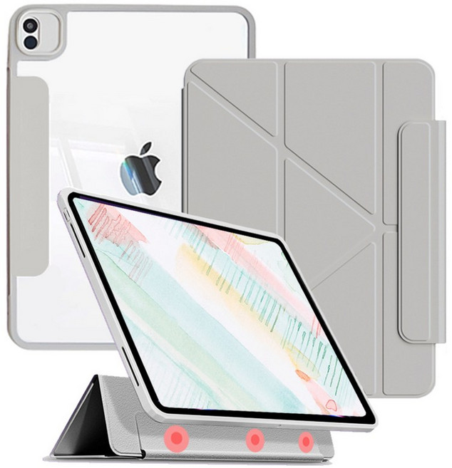 태블리 하이브리드 커버 탈착식 아이패드 케이스, 웜그레이, 1개