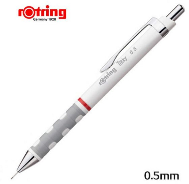 로트링 회전 드로잉 스케치 일러스트레이션 쓰기 티키 연필 기계 0.5mm 0.7mm 0.3mm, White 0.5mm