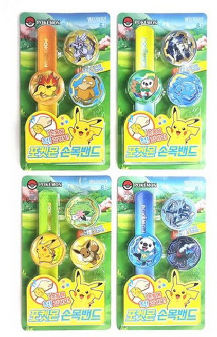 포켓몬 손목 밴드 4종 세트 포켓몬 원터치 팔찌 어린이 생일 선물 어린이날 선물 추천 크리스마스 선물, 1개