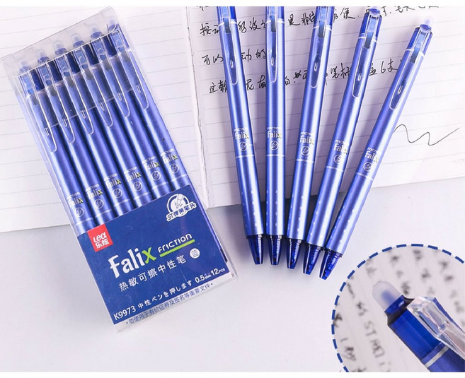 Falix 擦擦筆 按壓式中性筆, 藍色, 1個