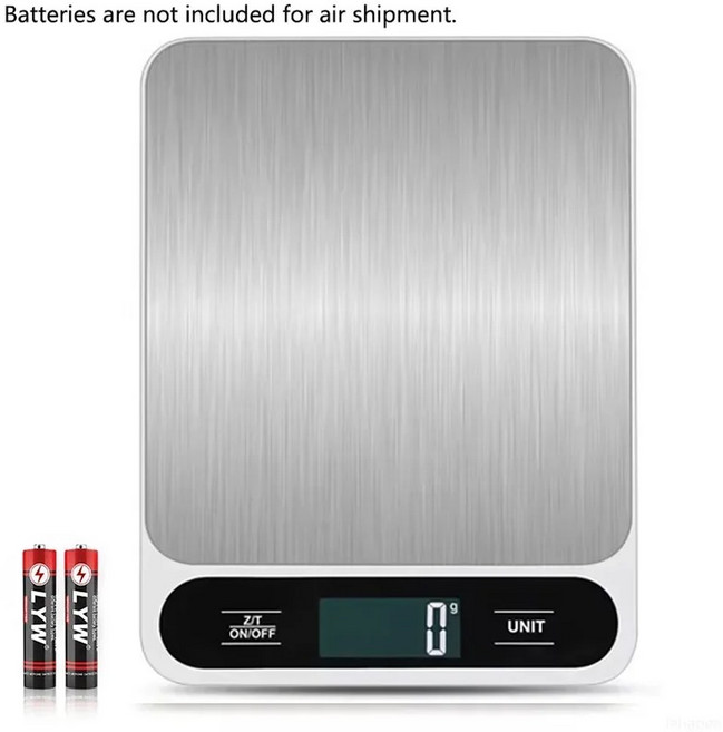 디지털 주방 규모 10Kg/1g 무게 Usb 음식 커피 베이킹 및 요리를위한 스마트 전자 방수, 10 키로그램, Battery White
